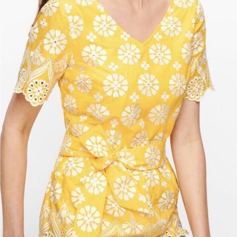 Talbots Yellow Eyelet Blouse Size 14